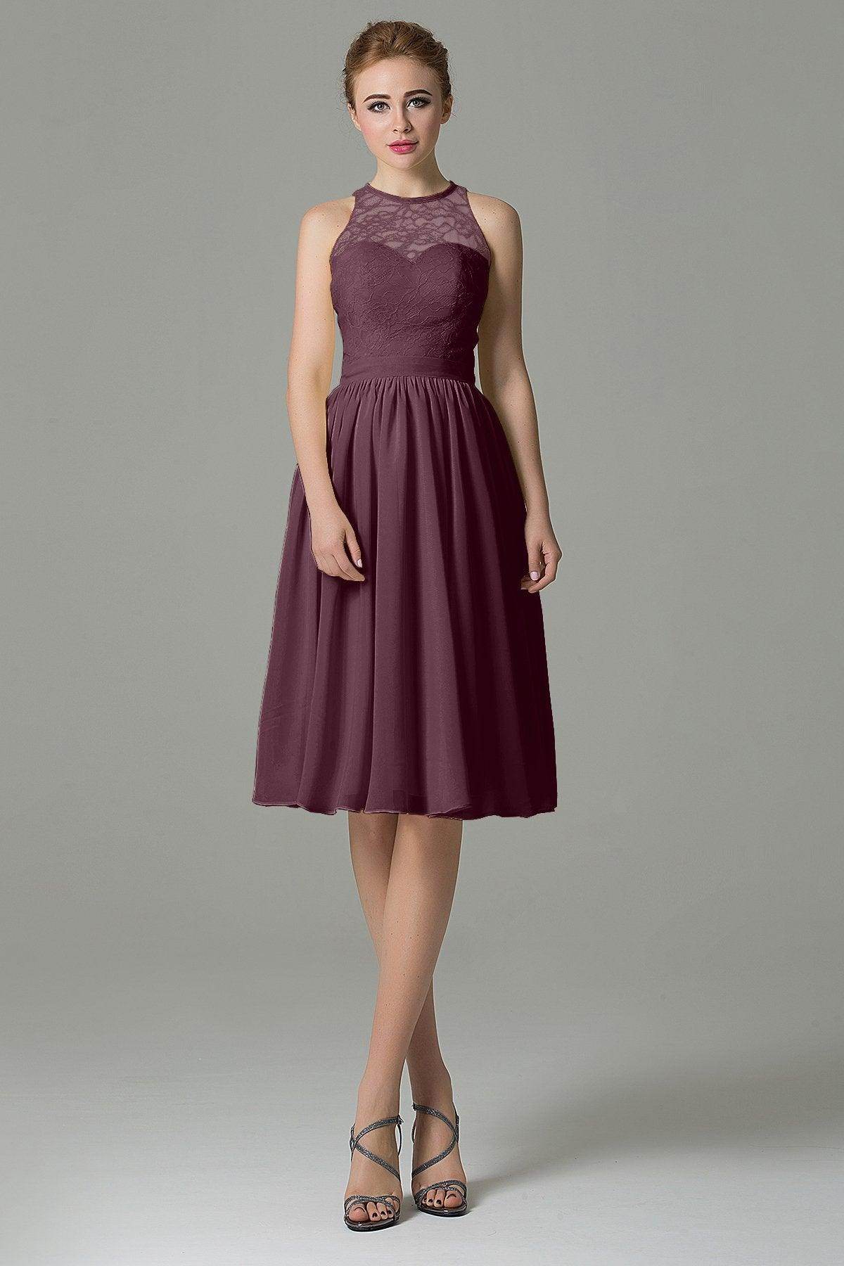 A-Line Knee Length Lace Short Bridesmaid Dress COZK16003 - COCOMELODY